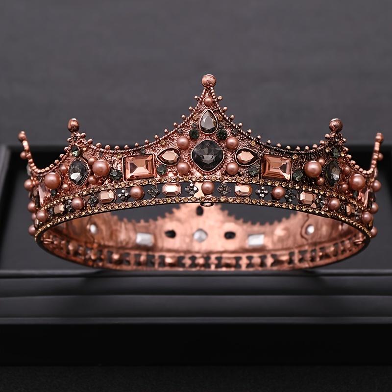 Vintage Wedding Crown Tiara Crystal Pearl Round Tiaras Baroque Bridal Crown Wedding Hair Accessories Bridal Hair Jewelry Gift