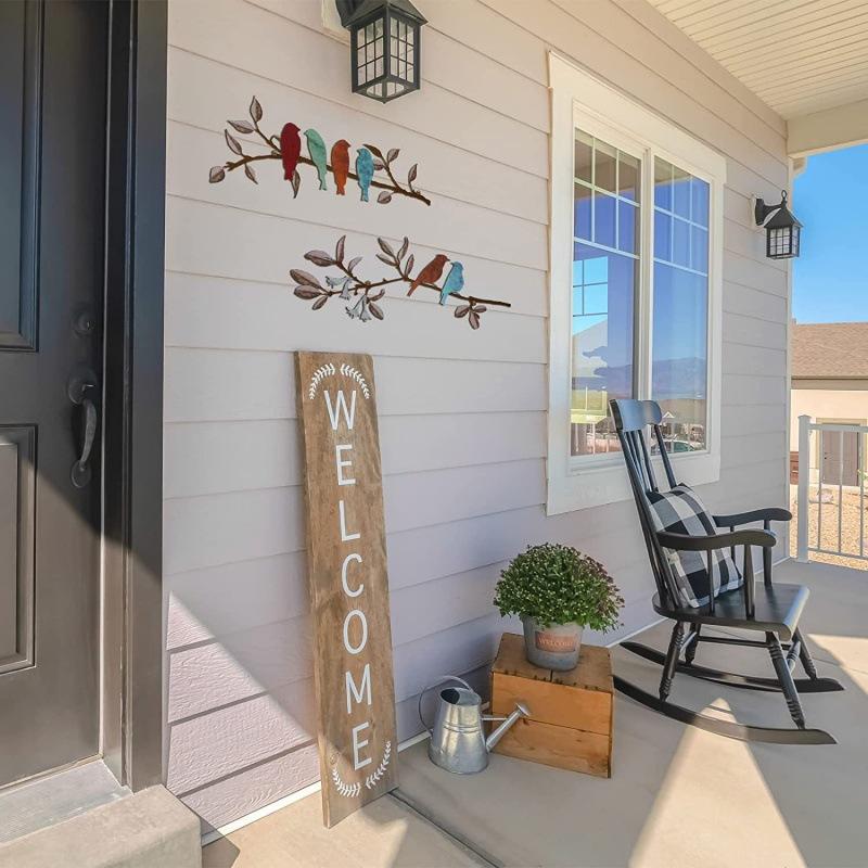 2 Stück Metall Vogel Wandkunst Lebhafter Vogel Dekorative Malerei Außen Garten Hof Rasen Eisen Bodeneinsatz für Außen