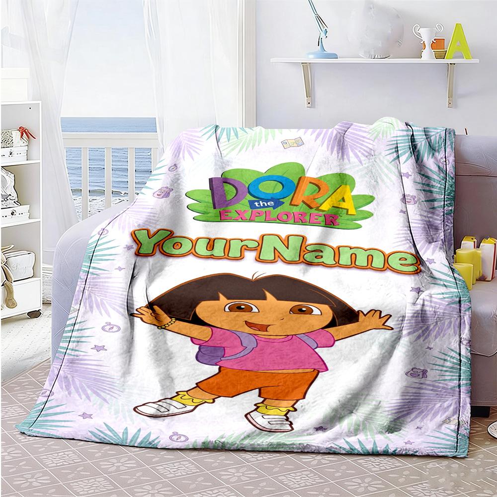 Dora Explorer Personalized Text Blanket Gift Personalized Blanket Ultra-Soft for Livingroom Couch Nap Office Chair for All Occasions