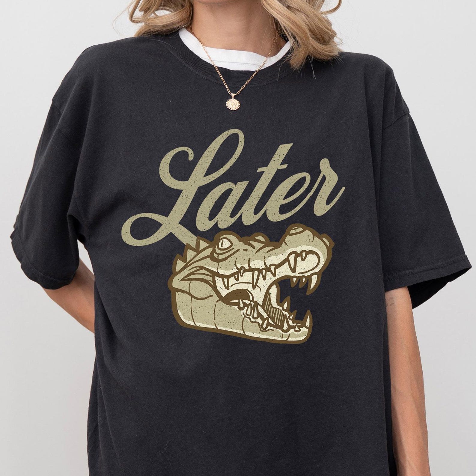 Later Gator Comfort Colors T-Shirt – Funny Alligator Graphic Tee XL
