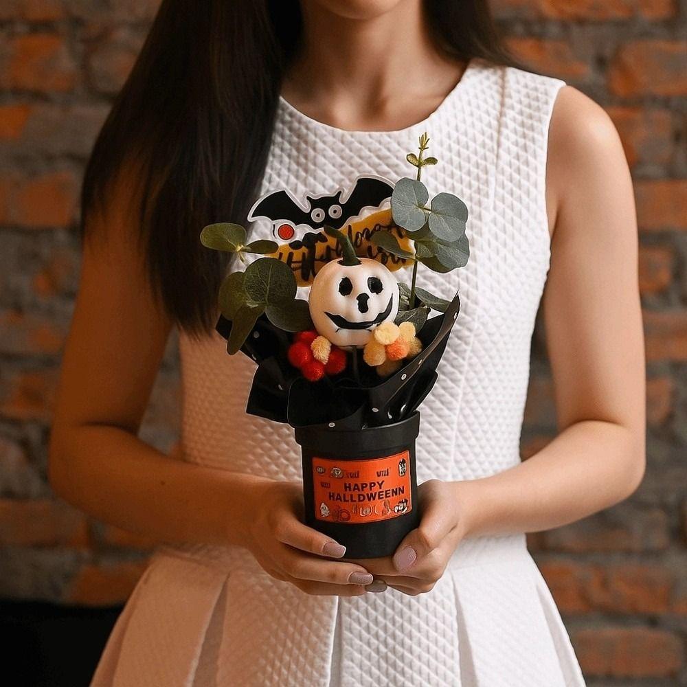 Resin Halloween Decoration Bat Ghost Desktop Ornament Handmade Pumpkin Bouquet Shop