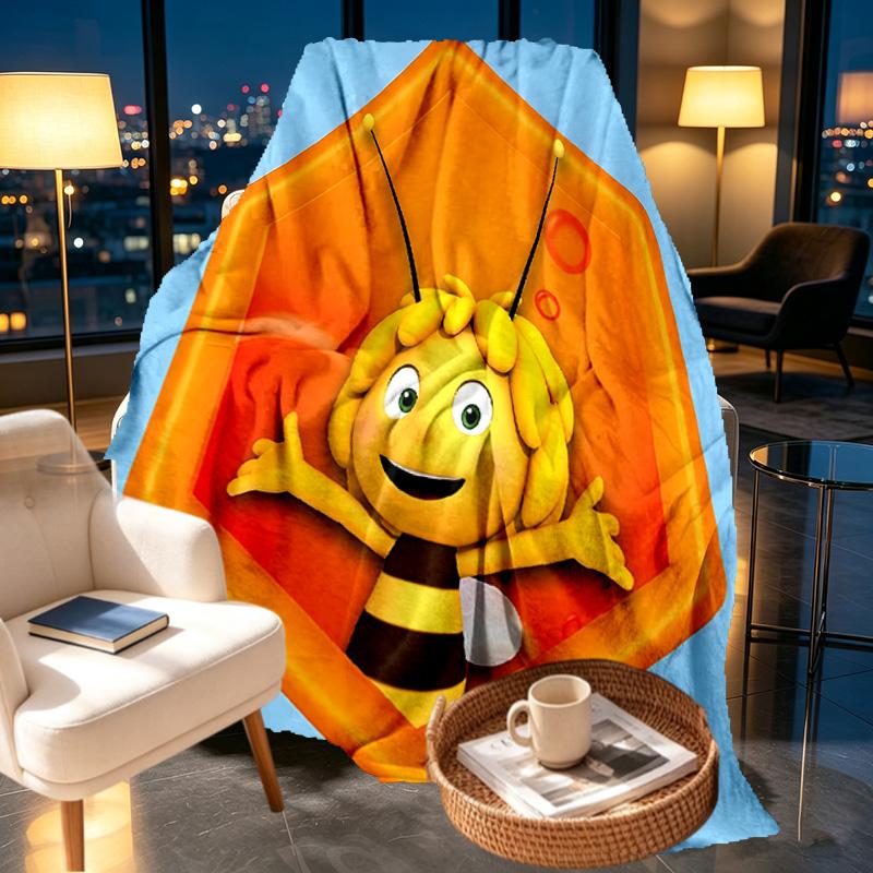 Maya the Bee Print Blanket - Soft & Comfortable, for Bedroom, Travel, Sofa, Home Decoration - Birthday Christmas Gift for Friend