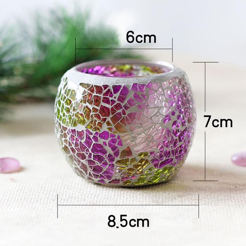 Mosaic Glass Candlestick Wishing Candle Tea Light Holder Dinner Wedding Tabletop Decoration