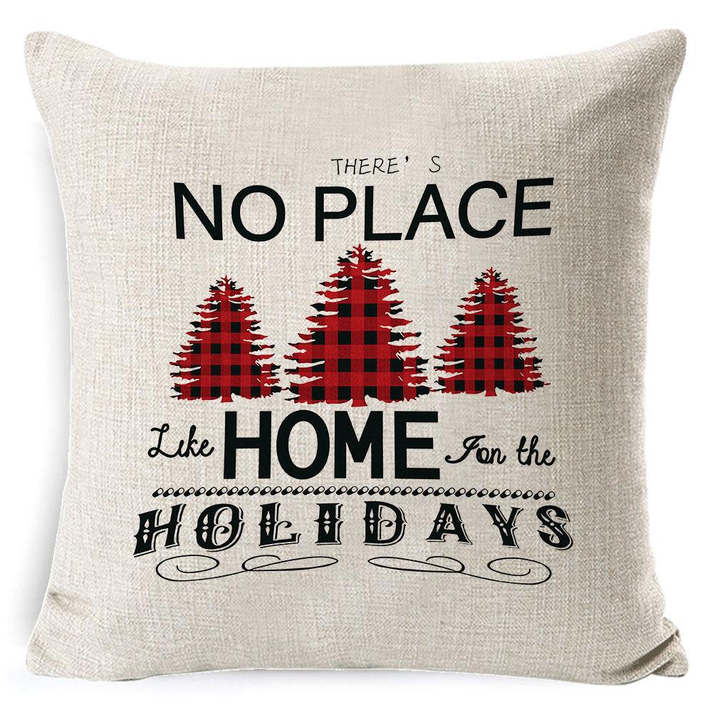 Christmas Pillowcase Gray and White Plaid Office Lumbar Support Home Bedside Cushion Car Neck Cushion