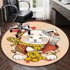 1pc Anime Cat with Gold Coin Round Carpet - Office Chair Mat, Non-Slip Rug for Home Decor, Seasonal Gift, Suitable for Office, Living Room