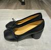 Mm6 Same Apple Head Light Mouth Single Shoes Ballet Mary Jane Round Heel High Heels Women'S Thick Heel