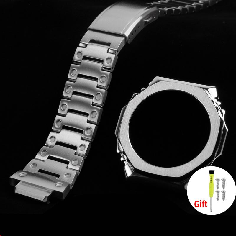 Horlogetoebehoren Voor Casio G-SHOCK GA-2100 Roestvrijstalen Band metalen Behuizing Ringen GA2100 GA2110 GA-B2100 Aangepast heren Horlogeband