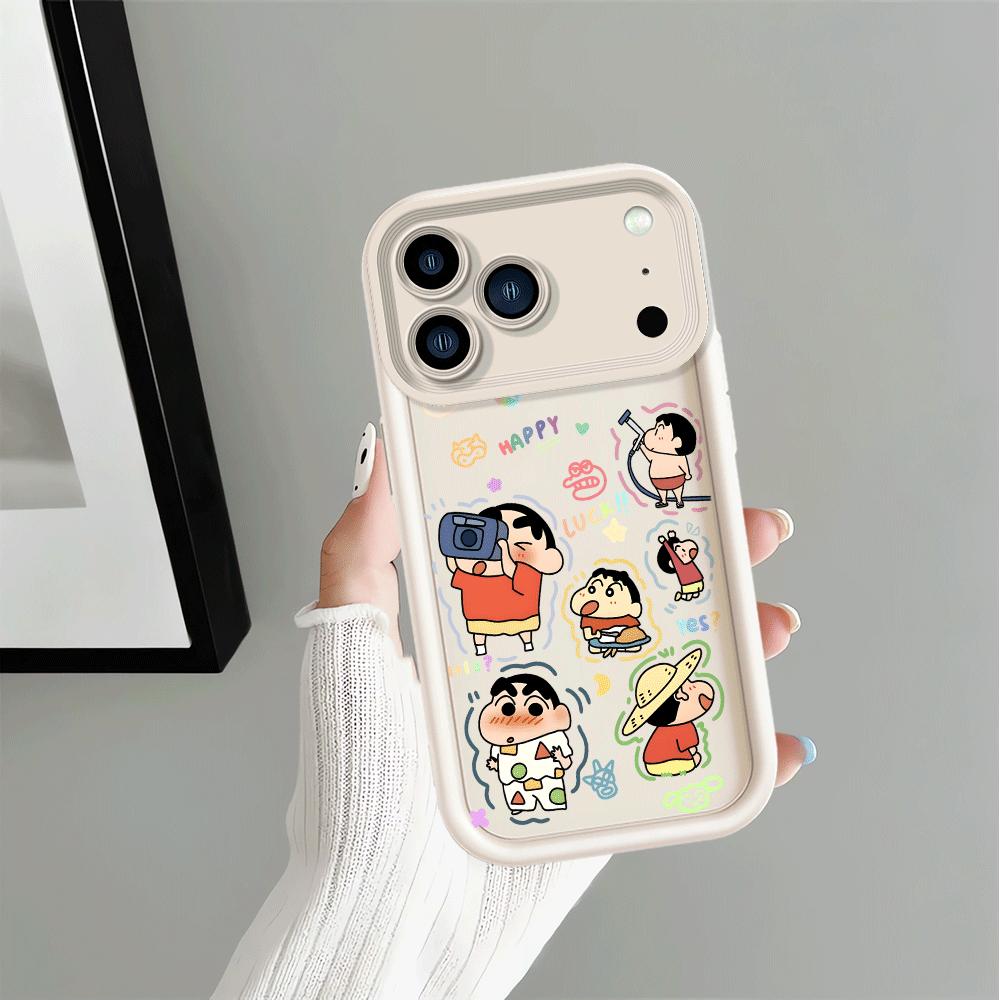 Phone Cover Case for iPhone 14 17 Pro Max 11 Air 13 16 12 Pro 15 Plus Colorful Crayon Shin Chan