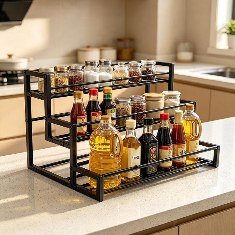 Three-Tier Kitchen Coffee and Wine Rack Spice Organizer
