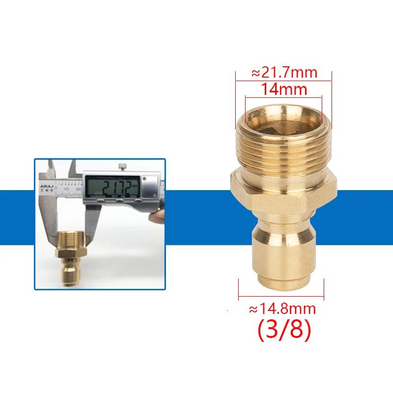 Pressure Washer Quick Connect Kit M22 14mm to 3/8 Hose Fitting, Brass 5000PSI Adapter Set for Power Washer Gun Hose Pump