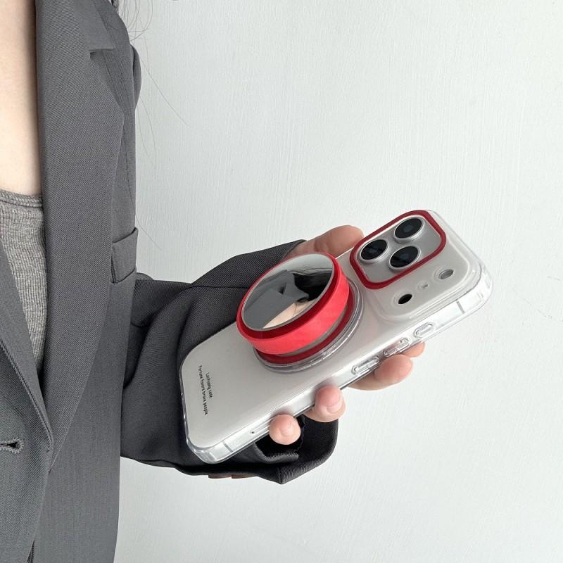 Magnetic Snap-on Phone Case With Mirror Kickstand IPhone 17 Pro Max 16 15 14 13 Drop Protection Soft TPU Gel Cover
