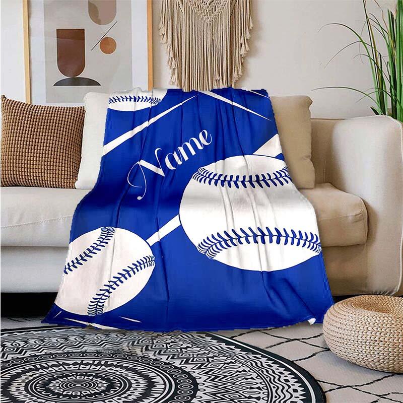 Blue Ball Customize Your Name Blanket Used For Chair Office Sofa Bed Camping Soft And Warm Giving Friends And Relatives Birthday Graduation Gift