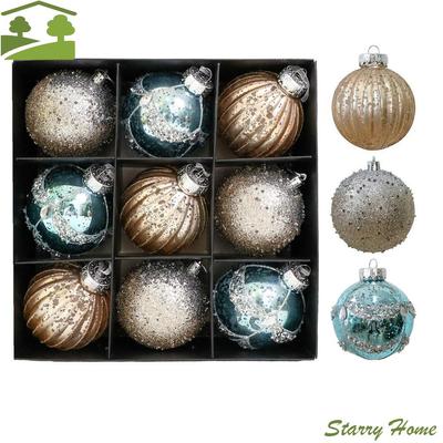 9Pcs 8cm Christmas Balls Shatterproof Decorative Christmas Hanging Pendants Plastic Irregular-Shaped Christmas Tree Decoration