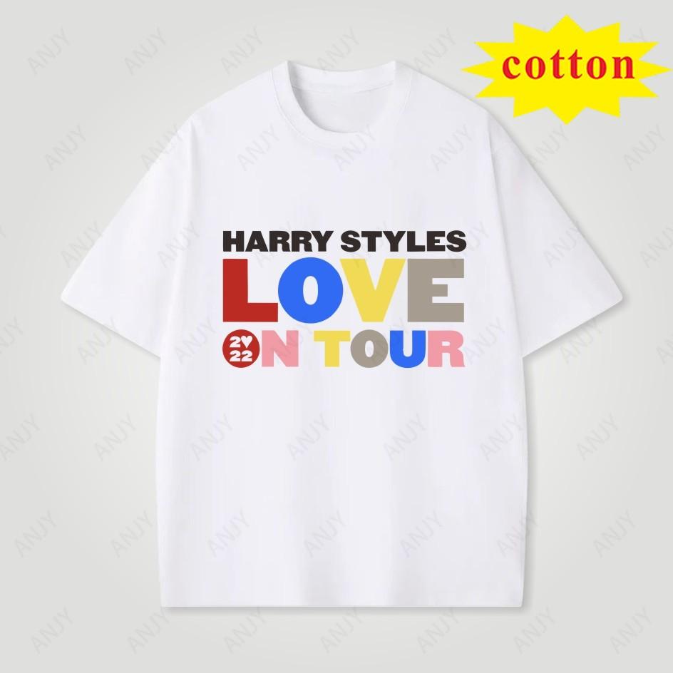 Harry Styles Love On Tour Summer Unisexs Cotton Short Sleeved Y2k Hip Hop Rock Rap Band Street Casual Comfortable Round Neck Top