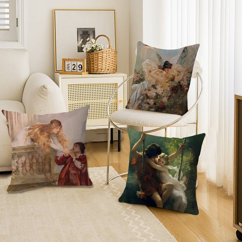 Classic Renaissance Art Painting Maple Design Cushion Cover Happy Autumn Harvest Decor Holiday Decorati Pillow Cover
