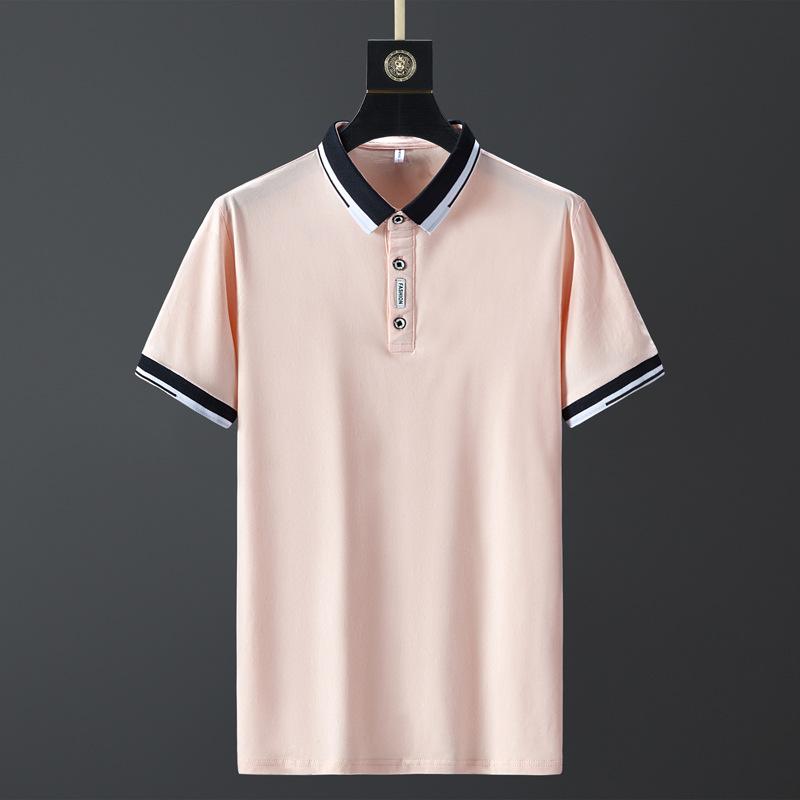 

Рубашка поло Мужская футболка с коротким рукавом Деловая повседневная футболка с лацканами L розовый