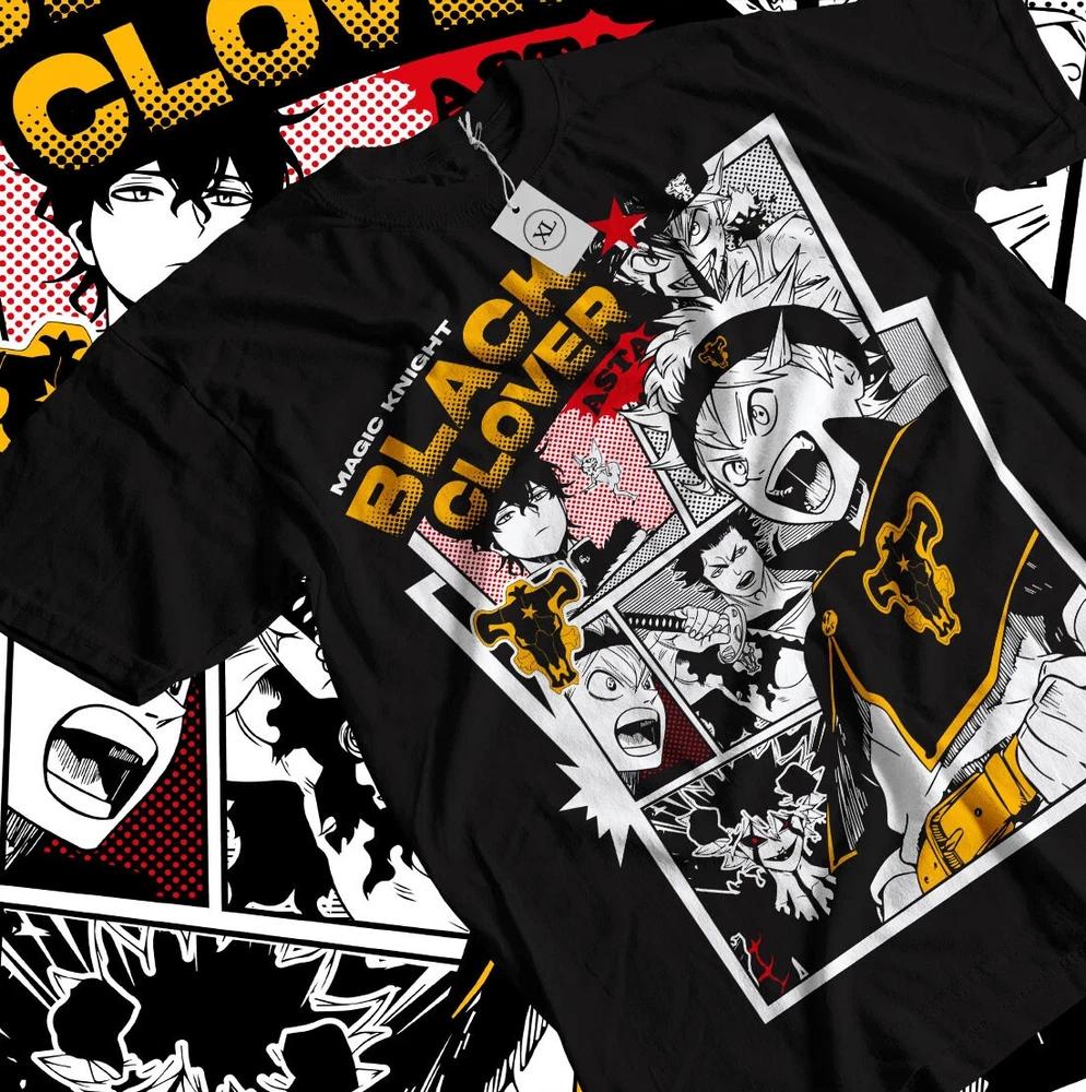 Anime Black Clover Asta Yami Sukehiro Yuno Black T Shirt Size S 4XL S