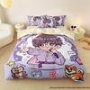 Xu Song Q Edition Cartoon Cotton Bedding Set - Includes Fitted Sheet, Duvet Cover, and Pillowcase for Students.