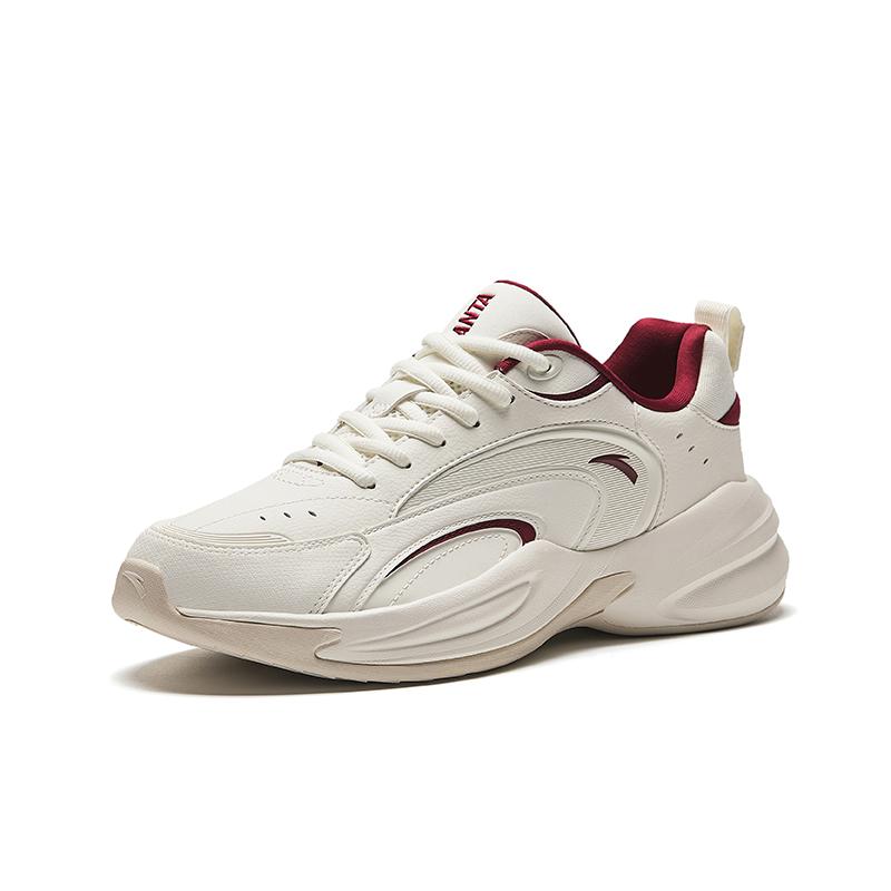 Anta Textile, Synthetic Leather Cushioning, Wear Resistant Low top Chunky Sneakers Men's White Red Sneakers 912338802-11