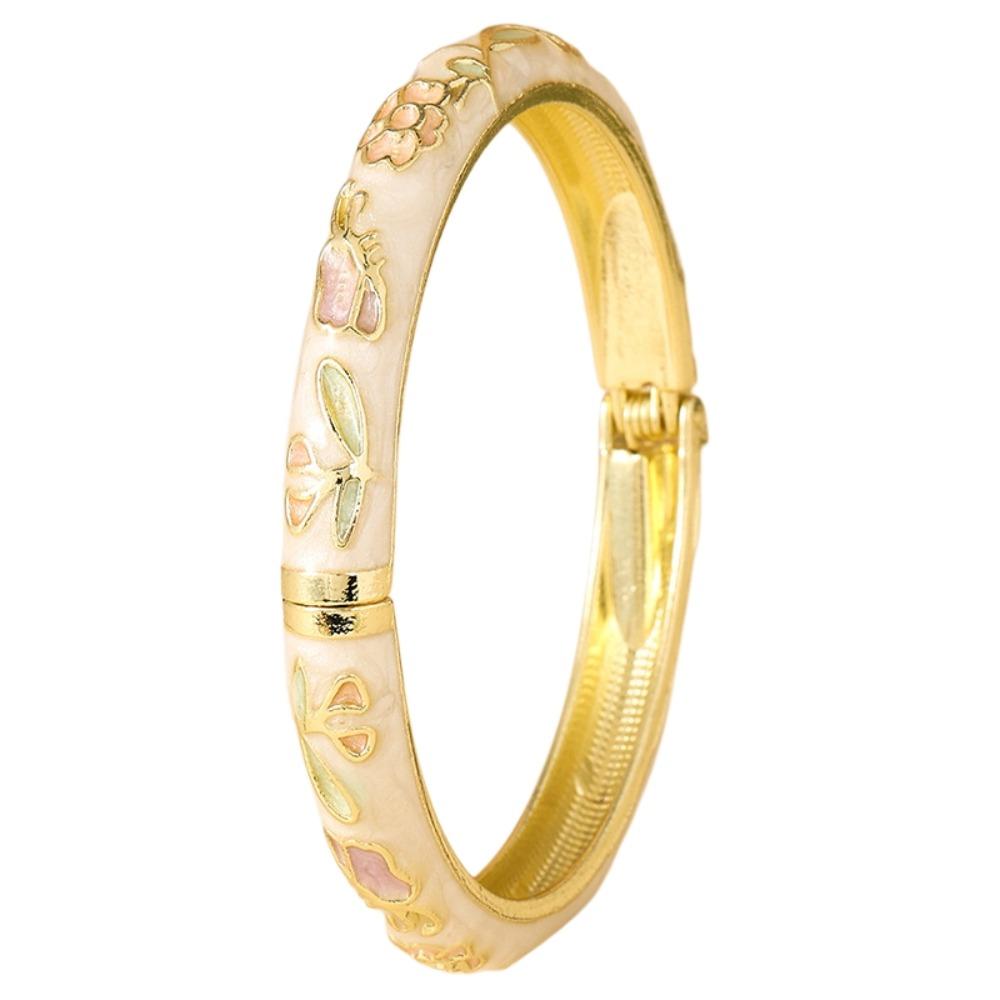Blumiges Vintage Cloisonné Armreif Emaille Damen Handarmband Buntes Blumenarmband Damen