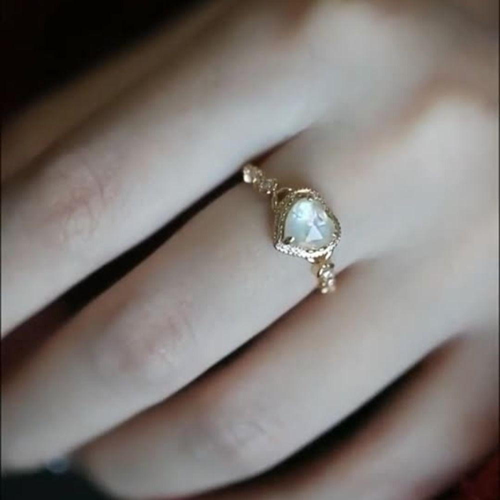 Exquisite Shining Open Ring Heart Shape Vintage Rings Luxury Rinestone Rings  Party