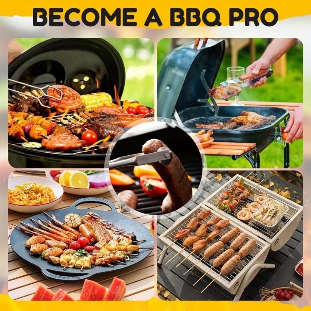 Stainless Steel Bbq Tongs - Multi-Functional Grilling & Cooking Tool for Hot Dogs, Steaks, and Sausages | Food-Safe Kitchen Gadget