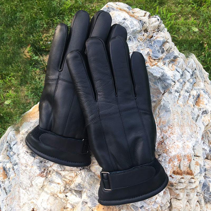 Leather Gloves, Sheepskin and Fur Integrated, Men's and Women's Outdoor Riding, Warm and Thickened, Winter Cycling, Driving, Motorcycle Waterproof