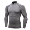 Men's High Neck Performance Long Sleeve Sports Shirt - Stretch, Breathable, Stand-Up Collar for Running & Basketball