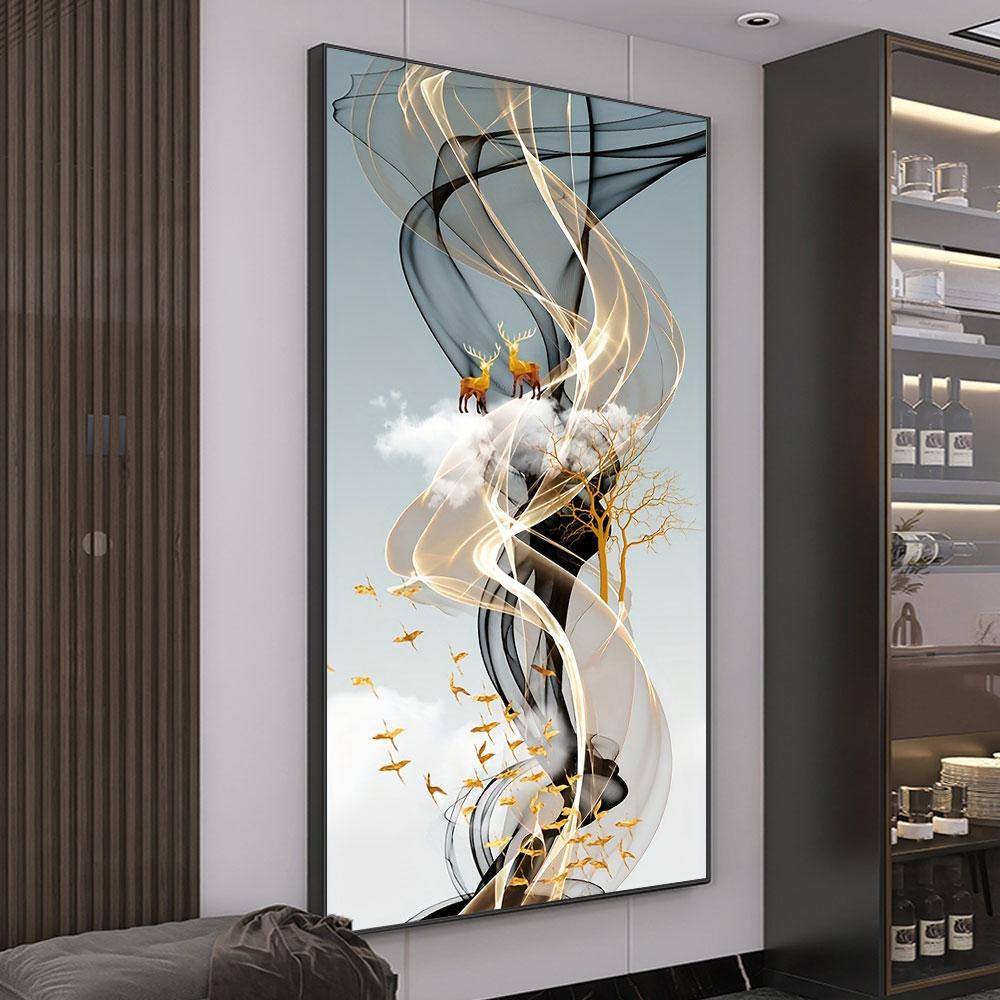 Nordic Style Golden Deer Tree Canvas Poster Prints Luxurious Wall Art Modern Canvas Paintings for Your Living Room Home Decor
