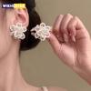 Süße Kristallperlen-Blumenohrringe für Damen Elegante Mode Zirkonia Weiß-Rosafarbene Blumenstecker Ohrringe Hochzeitsfeier Schmuck Geschenk
