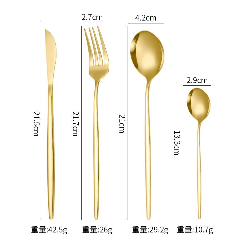 

4pcs/set Tableware Set Gold Cutlery Stainless Steel Flatware Mirror Knife Fork Dessert Spoon Korean Dinnerware Set Luxury