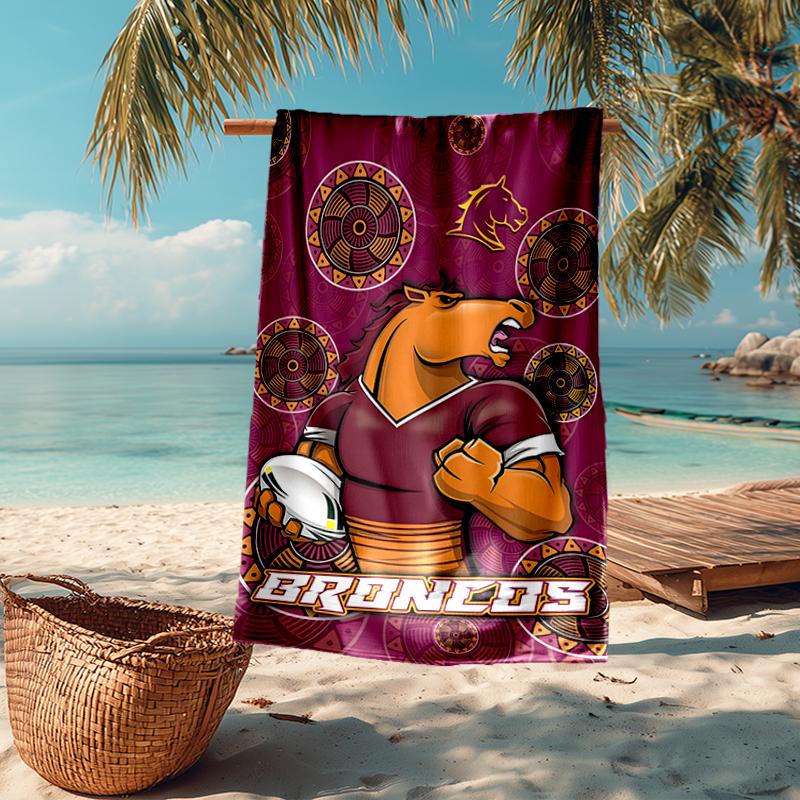 Brisbane Broncos Fashion Beach Towel: Ideal for Summer Adventures, Soft, absorbent and quick drying, suitable for swimming and bathing