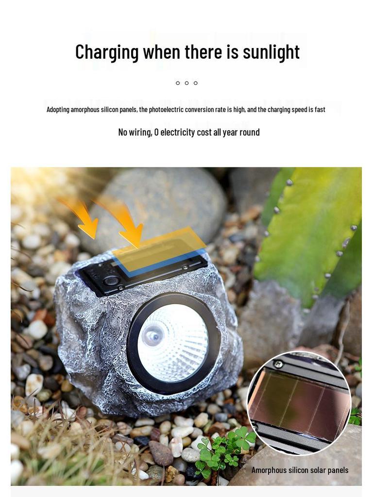Waterproof Outdoor Solar LED Stone Garden Light