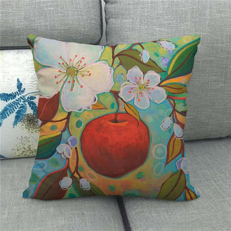 Pumpkin Plant Watercolor Painting Digital Printing Short Plush Pillow Covers For Car Sofa Office Cushion Cover Home Goods