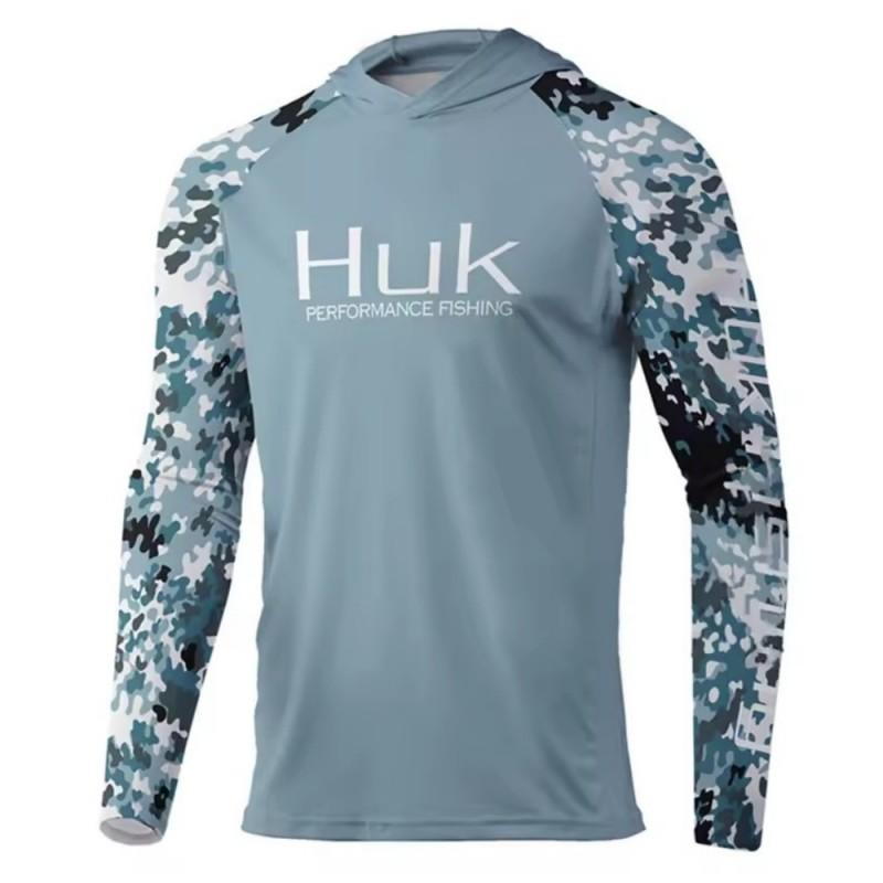 Mens Quick-Dry Fishing Hoodie UV Protection Long Sleeve Breathable Performance T-Shirt Outdoor Angling Summer Fall