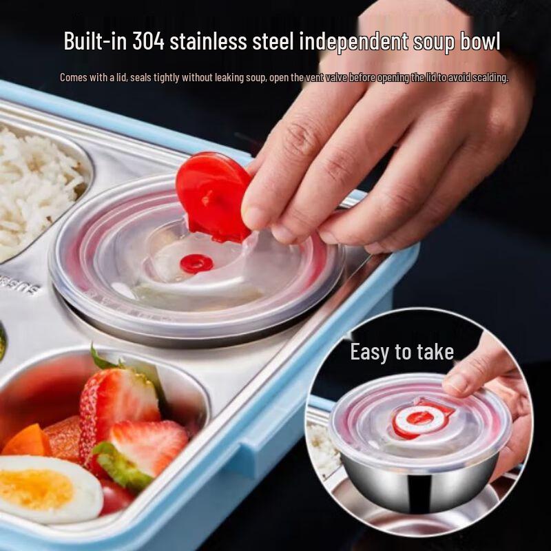 Min Nai 304 Stainless Steel Compartmented Insulated Lunch Box