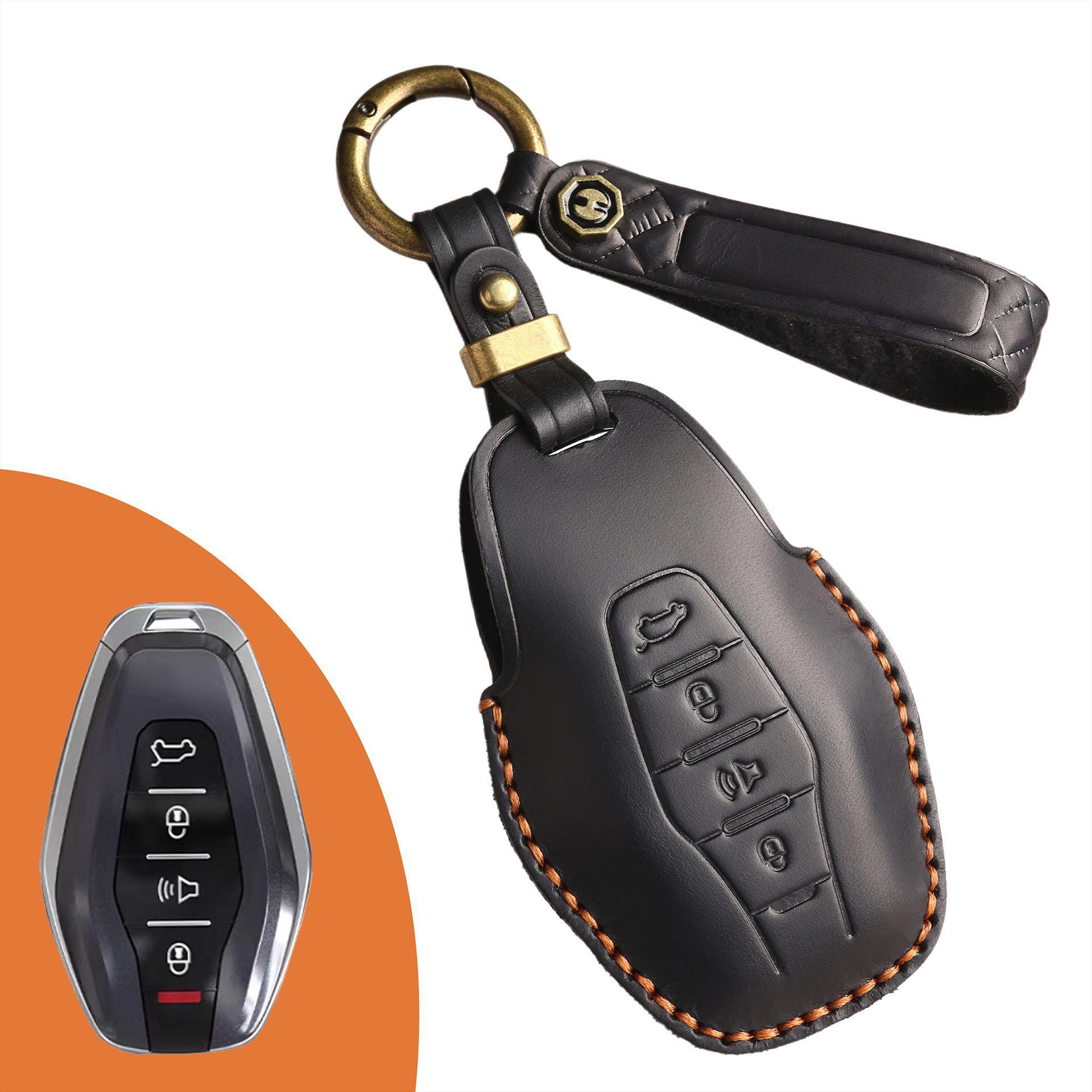 

Ретро чехол для ключа подходит для Jietu X90 X95 X70pro Jietu X70M кожаный чехол для ключа ручной работы с кольцом. чёрный