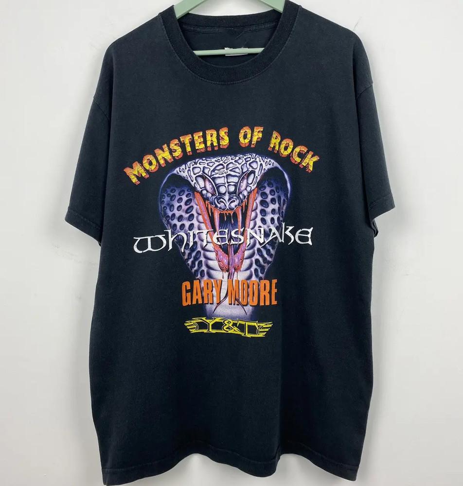 Monsters of Rock Snake Whitesnake GARY MOORE Футболка Черная Унисекс S-5XL 1H0137 Унисекс Футболка XL