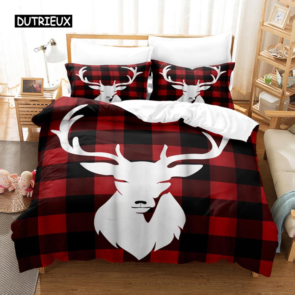Deer Duvet Cover Set Wild Forest Animal Bedding Set Natural Bedclothes Kids Teens Double Queen King Size Polyester Quilt Cover