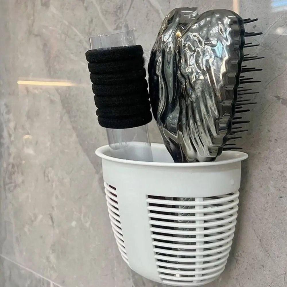 Hollow Wall Mounted Storage Basket Punching-free Sundry Storage Basket Small Drain Basket  Bedroom