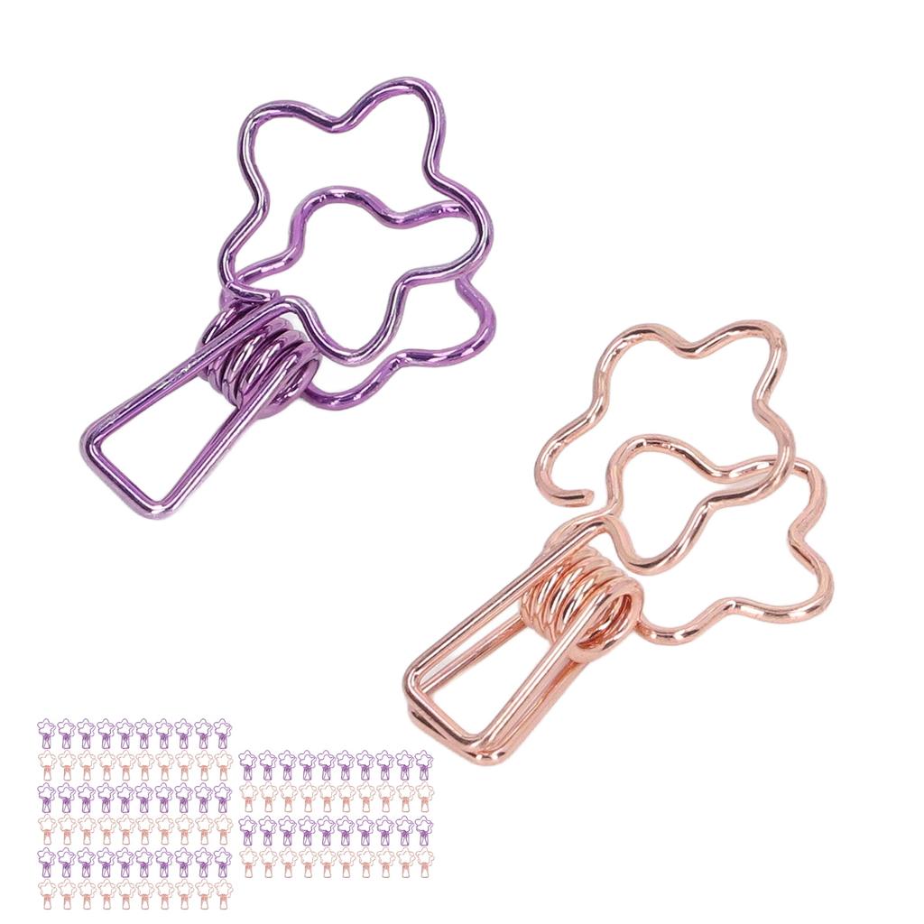 100 Stück Niedliche Büroklammern Cartoon Blumenform Roségold Lila Papierklemmen für Zuhause Schule Büro
