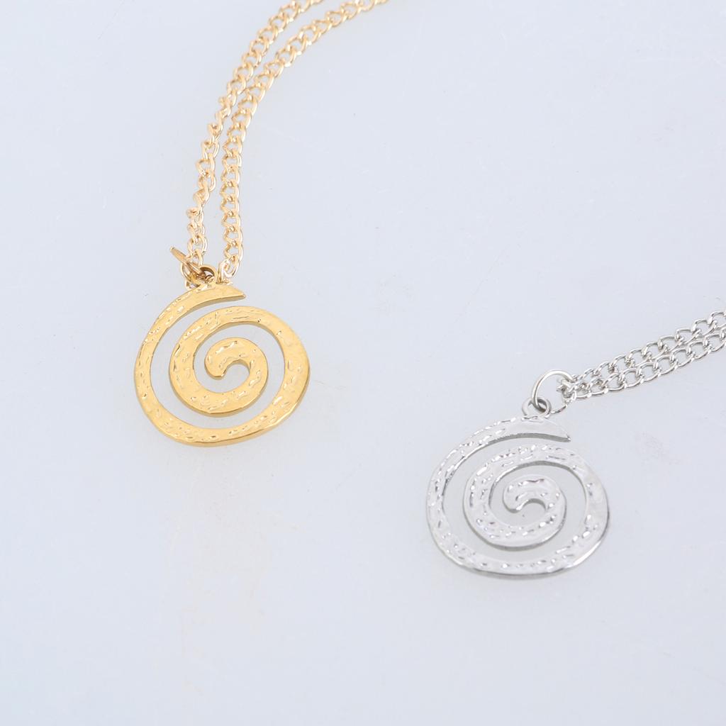 Stylish Neck Chain with Metal Spiral Circle Pendant Unique Spiral Circles Pendant Necklace Elegant Clavicle Chain