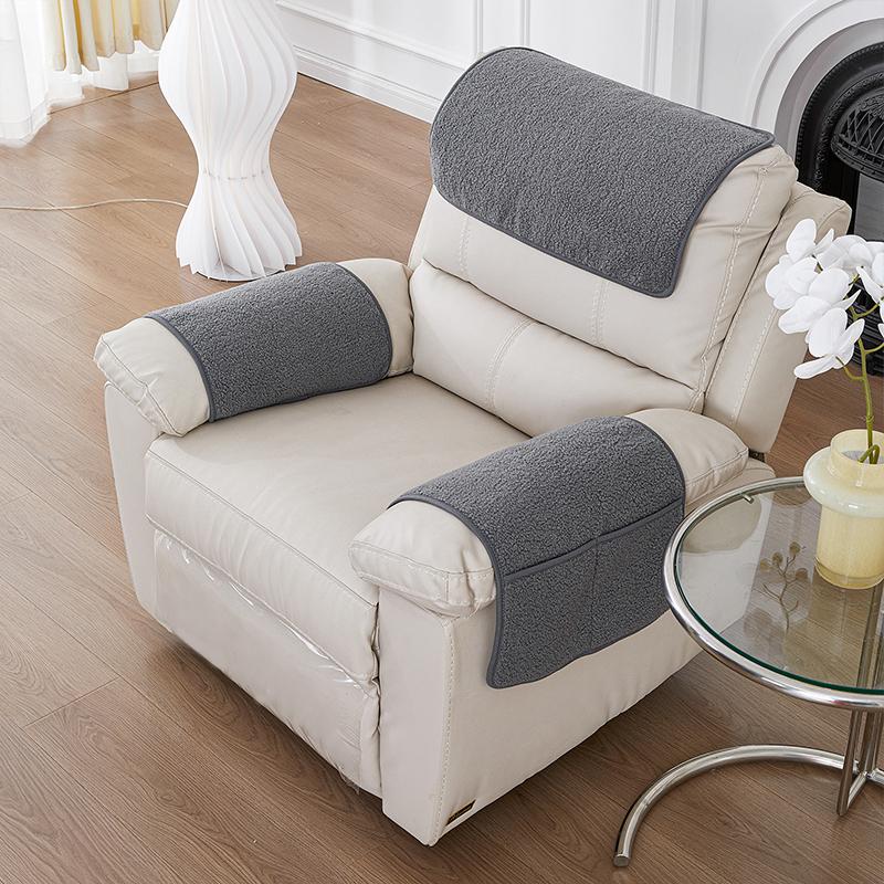 3Pcs Stretchy Fleece Furniture Sofa Armrest Cover With Pockets Sofa Headrest Towel Velvet Non Slip Couch Chair Arm Protector