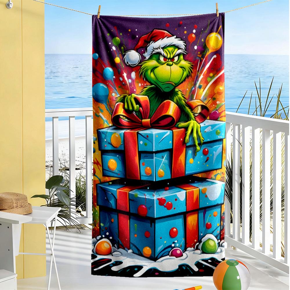 Christmas Grinch Gifts Soft Beach Towel Lightweight Summer Vacation Towel Fashion Lovers Wedding Party Gift