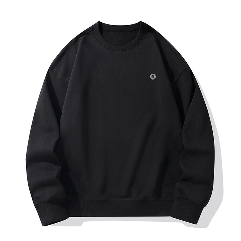 Lulu Men's Plus Velvet Round Neck Hoodie 2025 Autumn/Winter, Long Sleeve Couple Style Pullover.