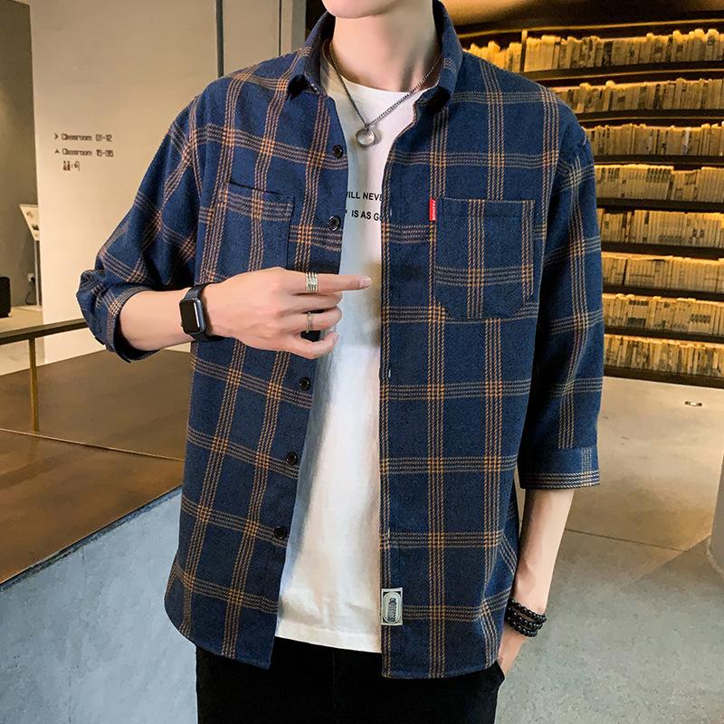 

Men’s Slim Fit 3/4 Sleeve Plaid Shirt M