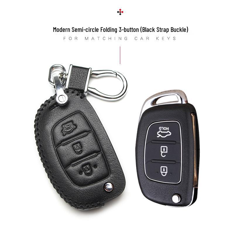 Hyundai Genuine Leather Key Case for Santa Fe, ix35, Mistra, Elantra, Reina, Veloster, Sonata