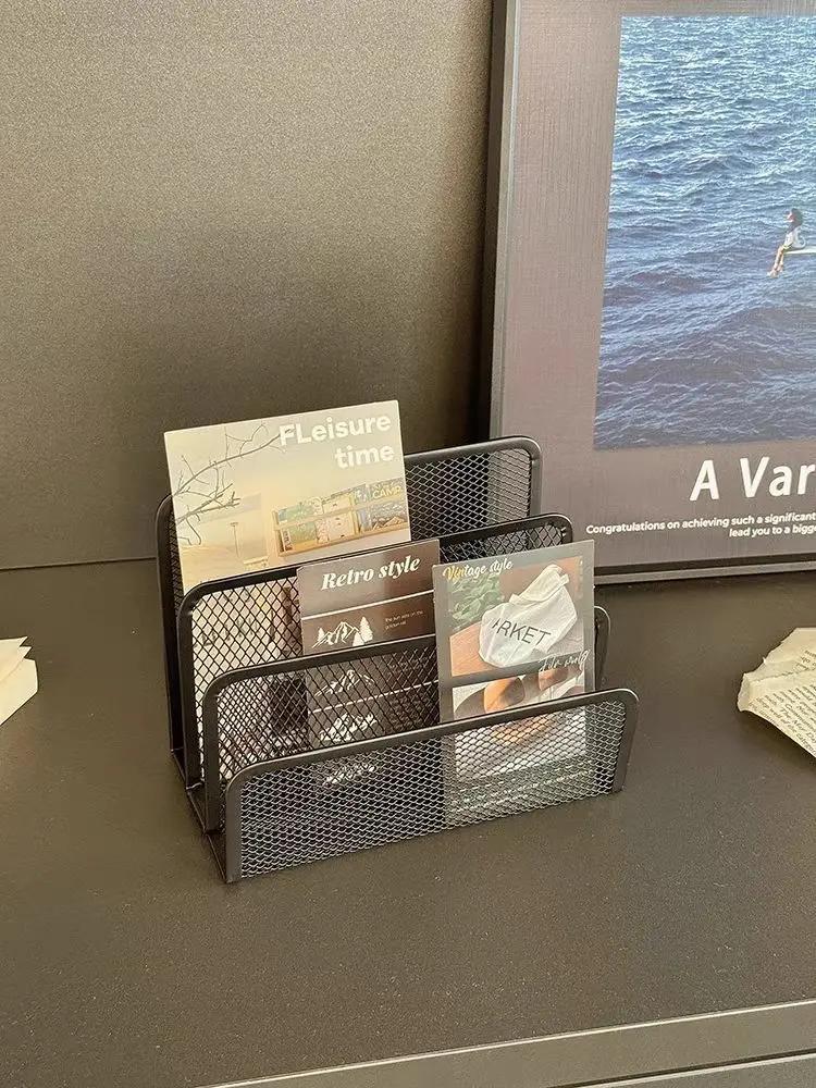 1 Pcs Desk Mail Organizer Small File Holders Letter Organizer Metal Mesh Document Filing Folders Paper Organizer for Desktop