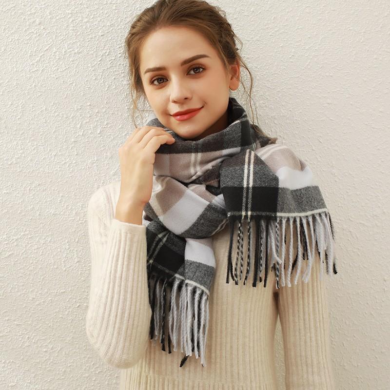 Winter imitation cashmere plaid fringed scarf scarf versatile women's autumn and winter new scarf warm shawl