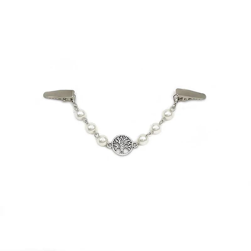1Pcs Duck Clips Flexible Beaded Pearl Pin Brooch Cardigan Collar Clip Buckles Clothing